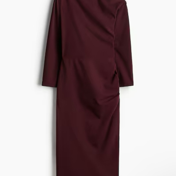 H&M Dresses & Skirts - H&M Red Sheath Dress with Asymmetrical Neckline and Dolman Sleeves